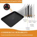 SS&CC Nonstick Baking Sheet Pan Set of 3, 0.8mm Carbon Steel Cookie Sheets for Oven - Half/Quarter/Jelly Roll Pans with Diamond Texture, PFOA-Free & Oven Safe (17.5x12, 15.5x10.2, 13.5x9.5 Inch) (Black)