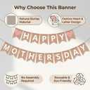 Mother's Day Banner Decorations Burlap, Happy Mother's Day Decor Sign Pre-Strung Indoor Outdoor Hanging Decor for Home Fireplace Mantel Party Supplies Photo Props