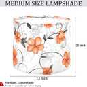 Lamp Shades Set of 2, Drum Lampshades 13" Top x 13" Bottom x 10" Height, Medium Fabric Lamp Shade Replacement with Spider Fitter, Orange Floral Botanical for Table Floor Lamps