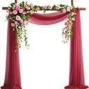 Wedding Arch Draping Fabric, 6.7 Yards Burgundy Sheer Curtains Wedding Decorations for Ceremony, Burgundy Chiffon Draping Fabric 29" x 20ft Backdrop