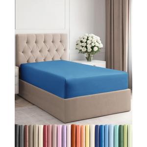 Twin XL Fitted Bed Sheet - Bottom Single Fitted Sheet Only - Ultra-Soft Hotel Luxury Bedding w/ 8-16 Inch Deep Pockets - Breathable & Wrinkle Free - Easy-Care, Fade and Shrink Resistant - Royal Blue