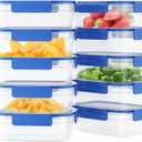 10-Pack Food Storage Containers with Airtight Leakproof Lids, BPA-Free Meal Prep Containers for Microwave/Dishwasher/Freezer, Blue, 47.3oz Each