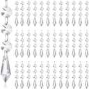 Nuenen 100 Pcs Hanging Crystals for Centerpieces Acrylic Chandelier Garland Beads Strands Prism Decorations Clear Teardrop Chandelier Crystals Pendant Wedding Home Garden Outdoor Ornaments(Icicle)