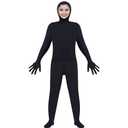 Stretch Bodysuit Costume Open Face Full Body for Unisex Men Women Halloween Cosplay Outfits Carnival (Black, 155-170cm/4.9-5.6ft), Size S/M
