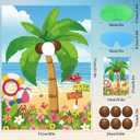 Hxezoc Hawaiian Luau Party Game for Kids Pin The Coconut on The Palm Tree with 30 Pcs Coconut Stickers, Large Summer Tropical Palm Tree Poster for Hawaiian Birthday Party Supplies, 29 x 19 inches