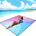 AISPARKY Beach Blanket Waterproof Sandproof, Oversized Large Beach Mat 79" X 83"/120"x108" for 1-8 Adults, Quick Drying&Compact&Lightweight, Picnic Mat Vacation Essentials for Beach Camping Travel (Mandala-dark Blue Purple)
