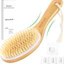 Dry Brushing Body Brush, Exfoliating Dry Brush with Boar Bristles, Soft Shower Brush for Cleaning Body, Improving Blood Circulation and Lymphatic Drainage,Skin Care Brush(Bamboo Handle) (02Basic Style 0.7 in)