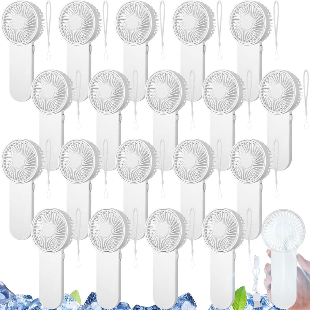 Sumind 20 Pcs Small Personal Portable Fan Mini Handheld Bulk 1 Speed Electric Cute Battery Powered for Neck Lash Makeup Women Men Travel Camping Indoor Outdoor Summer (White)