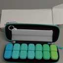 Weekly Pill Organizer, 7 Day Travel Medicine Pill case with Moisture-Proof Silicone Lid, Large AM PM Daily Pill Organizer 2 Times a Day for Vitamins & Supplements, Secure Zipper Pill Box(Green)