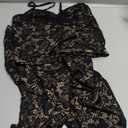 Mandonce Sexy Outfits For Women Sleeveless V Neck Lace Camisole Crop Tops Match Skinny Lace Capri Pants Clubwear Trendy M