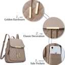 KKXIU Quilted Trendy Leather Backpack Purse for Women and Ladies Shoulder Travel Daypacks Bags (Khaki)