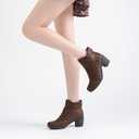 Ruiee Ankle Boots for Women Heeled Fashion Booties. (Brown, 7)