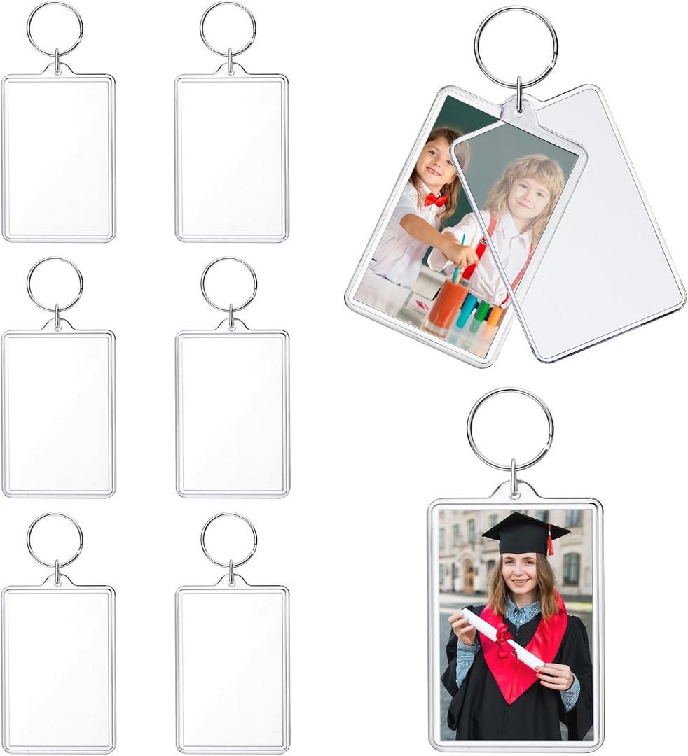 ZZYFGH 8 Pcs Photo Frame Keychain (2 * 3 inch) Picture Frame Keychains Bulk, Acrylic Clear Rectangle Photo Keychain for DIY Craft Graduation Gift - Suitable for Photo Size 1.75 inch x 2.75 inch