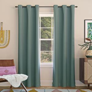 Sun Zero Easton Energy Saving Blackout Grommet Curtain Panel, 40" x 95", Mineral