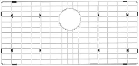 Sink Protectors for Kitchen Sink,Large Sink Rack,Stainless Steel Sink Grid for Bottom of Sink 28.6"X 14",Metal Sink Grate with Strainer,Rear Drain for Single Bowl with Corner Radius,1 pack