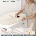 COMOMY Baby Changing Pad with Wipeable & Waterproof PU Cover, Contoured Diaper Changing Pad for Dresser with Non-Slip Safety Belt, Portable and Lightweight, Large Cushioned Foam, Beige
