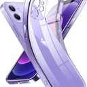 Supdeal Crystal Clear Case for iPhone 12, [Not Yellowing] [Camera Protection] [Military Grade Drop Tested] Transparent Shockproof Protective Phone Case Soft Silicone Slim Cover, 6.1 inch, Purple