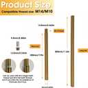 KCO Lighting M14 Threaded Extension Rod 7.89 and 11.8" Brass Gold Extension Rods Lighting Fixture Downrods Stems Chandelier Extension Rods