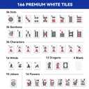 American Mahjong Tile Set, American Mahjong Set Complete with Bag, 166 White Tiles with Bag and Accessories, 4 All-in-One Mahjong Racks with Pushers, Travel Vita Mahjong Tile Game Set
