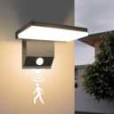 Motion Sensor Outdoor Light, 18W 1980LM Black Motion Outdoor Wall Lights, IP65 Waterproof Sconce Lighting, LED Porch Lights 3000K Foldable Patio Wall Light Fixture for House Garage Square