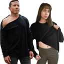 Post Shoulder Surgery Shirts for Women/Men Full Open Snap Design Recovery Clothing for Broken Arm Rotator Cuff | Unisex Fit (3X-Large, Black) 1 Pack