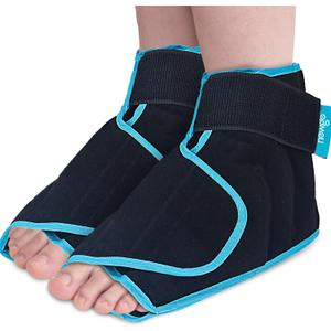 NEWGO Ice Packs Foot Surgery Reusable, Ankle Ice Pack Iced Foot Wrap for Achilles Tendon, Bunion Surgery for Ankle Heel Pain Relief - 2 Packs Black