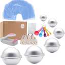 Bath Bomb Mold Set 228 Pieces - 200 Packs Shrink Wrap Bags,12 Pieces of DIY Metal Mould,Spoons,Gift Bags,Mini Heat Sealer (Instruction Included)