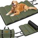 Gimars Upgraded Travel Dog Bed with Waterproof Film, Easy to Roll Up with Buckle, Large Outdoor Pet Bed for Medium & Large Dog, Portable, Washable Bed Mat for Camping,Traveling