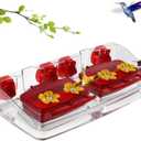 Window Hummingbird Feeder with Strong Suction Cups, 2 Feeding Boxes 16 Oz Capacity 4 Feeding Ports, Perfect Ant Moat for Hummingbird Watching Outside The Window.Red