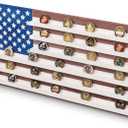 MyGift Solid Wood Wall Mounted Military Challenge Coin Holder Display with Vintage American Flag