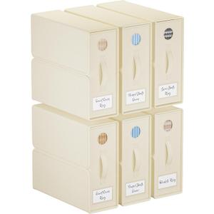 TRZZ 6-Pack Bed Sheet Organizers and Storage, Foldable Linen Bins with Window and Labels, Bedding Holder for Queen/King Duvet Covers, Keeps Bedding Neatly Organized and Accessible (Beige)