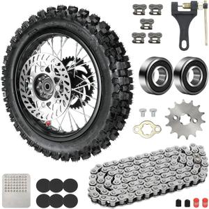 12'' Rear Wheel 80/100-12 3.00-12 Dirt Bike Tire and Inner Tube Assembly for 110cc 125cc SSR SR125 CX65 TaoTao DB14 Coolster QG-214 with Brake Rotor 428 41T Chain Sprocket
