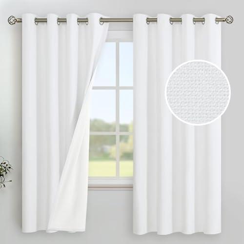 YoungsTex White Linen 100% Blackout Curtains 72 Inch Length for Bedroom, Thermal Insulated Drapes with Grommet Room Darkening Energy Saving for Living Room, 2 Panels, 52 X 72 Inch