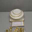 Lzerking 13pcs Dessert Table Display Set, 6 3-Tiered Cupcake Stands (3round & 3square) with 4 Trays & 3 Tongs, White Gold Plastic for Wedding, Tea Party, Baby Shower Decor, Birthday Party Decoration