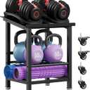 Adjustable Dumbbell Stand, Dumbbell Rack with Wheels, 500LBS Capacity