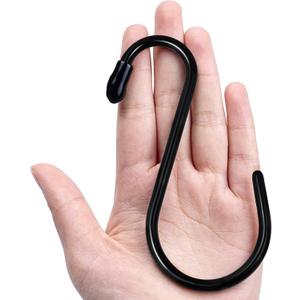 Dreecy 18 Pack S Hooks for Hanging Plants, 4-1/2inch Heavy Duty S Hooks, Large Black Metal Vinyl Coated S Hook, Non Slip Utility Hooks for Hanging for Closet Jeans Bags Jewelry Towels Pot Pan Cups