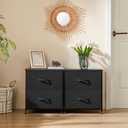 Night Stand Set 2, Mini Dresser Storage Drawers, 20" Height Small Bed Side Furniture End Table, Wooden Top Fabric Cabinet Kids Mini Dresser for Bedroom, Closet, Entryway, College Dorm, Black