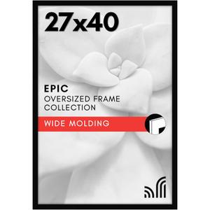 Americanflat 27x40 Movie Poster Frame with Polished Plexiglass - Black Picture Frame - Wide Photo Frames Made of Engineered Wood for Vertical or Horizontal Wall Display - Epic Collection - Black