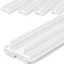Pushglossy 4 Pcs 36" Double Bubble Kerf Door Sweep 1-3/4" Wide Vinyl Weatherstrip Seal for Exterior Doors, Energy Efficient Draft Stopper, Easy Slide in Installation, Blocks Dust/insects/noise (White)