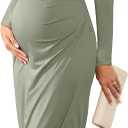 2025 Womens Maternity Wrap Dress V Neck Ruffle Sleeves Semi Formal Baby Shower Photoshoot Party Cocktail Pregnancy (XX-Large, Sage Green)