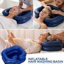 2-in-1 Inflatable Shampoo Basin with Bib & Drain Hose - Portable Hair Washing Station for Bedridden, Elderly & Kids - Deep Blow Up Shampoo Bowl for Locs Detox Tub, ACV Rinse & Home Sink