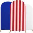 Set of 3 Patriot Day Arch Cover Theme Decoration, Veterans Day Blue and Red Print Arch Cover Spandex Fitted for Birthday Patriotic Party, 4ft, 5ft, 6ft(Classic)