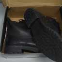 Vepose Women's Combat Ankle Black Flat Boots, Military Fashion 925 Booties Inner Zipper, 10