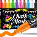 Window Chalk Markers for Blackboard10 Colors Washable Glass Jumbo Liquid Chalk Marker with 10mm 3 in 1 Nib Thick Wide Tips, Big Chalkboard Markers, Car Paint Pen Auto, Mirror, Bistro, Poster