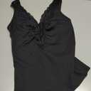 Womens Lace Patchwork Sexy Deep V Neck Knitted Vests Summer Camis Tank Tops (Black, S)