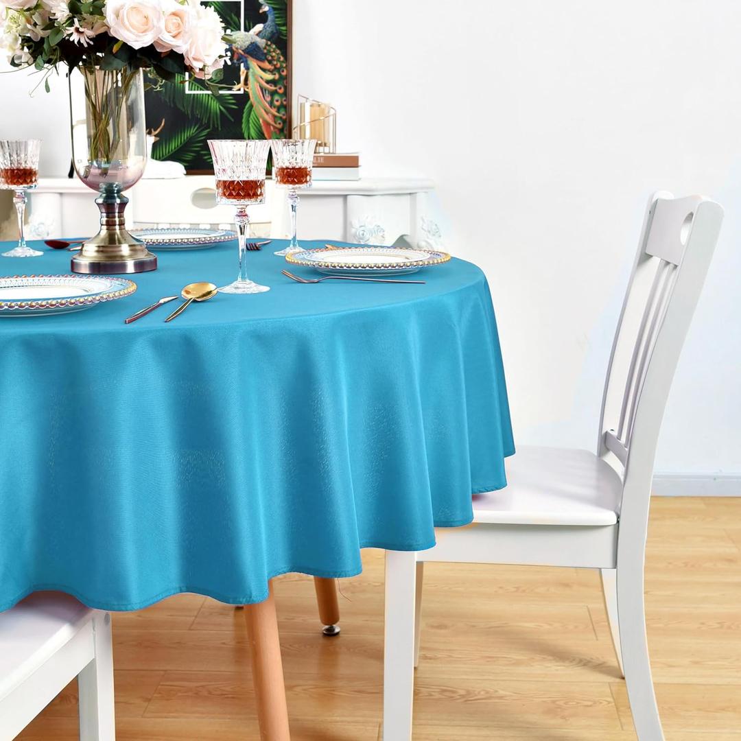 Teal Round Tablecloth - Waterproof Stain Resistant Wrinkle Free Turquoise Table Cloth, 210GSM Polyester Washable Wipeable Table Cover for Party, Banquet, Indoor and Outdoor (78 inch, Circle)