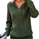 VIMPUNEC 2025 Fall Womens Hoodies Oversized Casual Fashion Sweaters Long Sleeve V Neck Knit Pullover Tops (Medium)