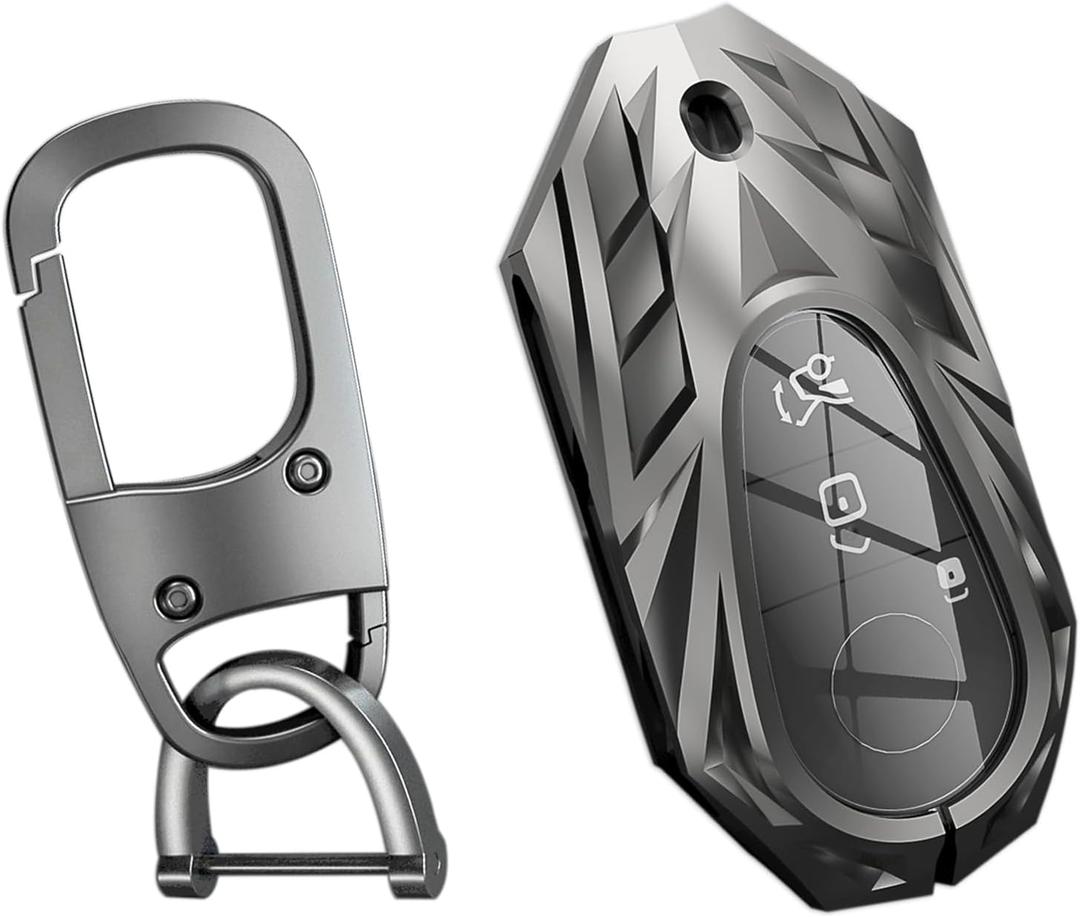 For Mercedes Benz Key Fob Cover,Keychain,Zinc Alloy Protection Car Key Case for 2020-2023 S-Class C-Class E-Class G-Class Smart Remote Keyless Keyshell Accessories(For Benz Style C Grey)
