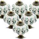 12pcs Ivory Pumpkin Knobs, Vintage Ceramic Cabinet Knobs, Dresser Drawer Door Knobs Drawer Pulls Dresser Handles with Mounting Screws - Leaf Pattern