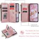 Defencase for Galaxy S26 Case Wallet with RFID Blocking Card Holder for Women Men, Elegant PU Leather Magnetic Snap Flip Wristlet Strap Zipper Wallet Phone Cases for Samsung Galaxy S26 5G 6.3", Pink